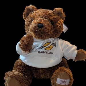 Hard Rock Cafe Barcelona Brown Teddy with White Hoodie